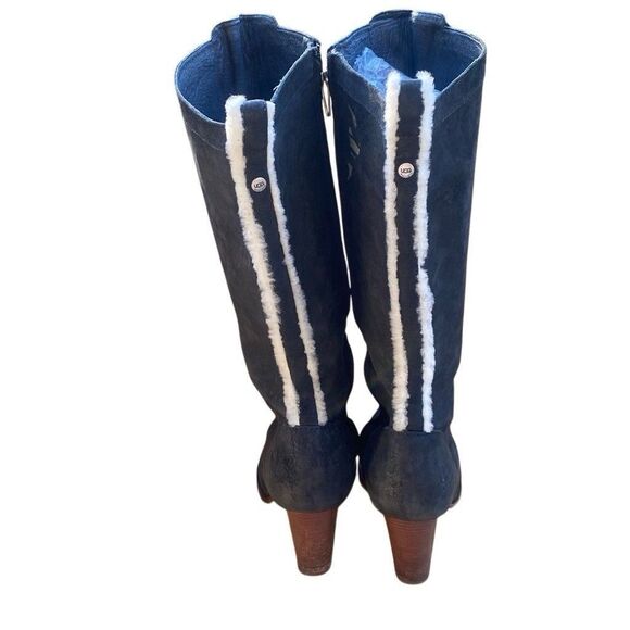 Ugg Camille Oil Rubbed Leather Lace Up Knee High Heeled Boots Black Size 11 5488 - Picture 5 of 11